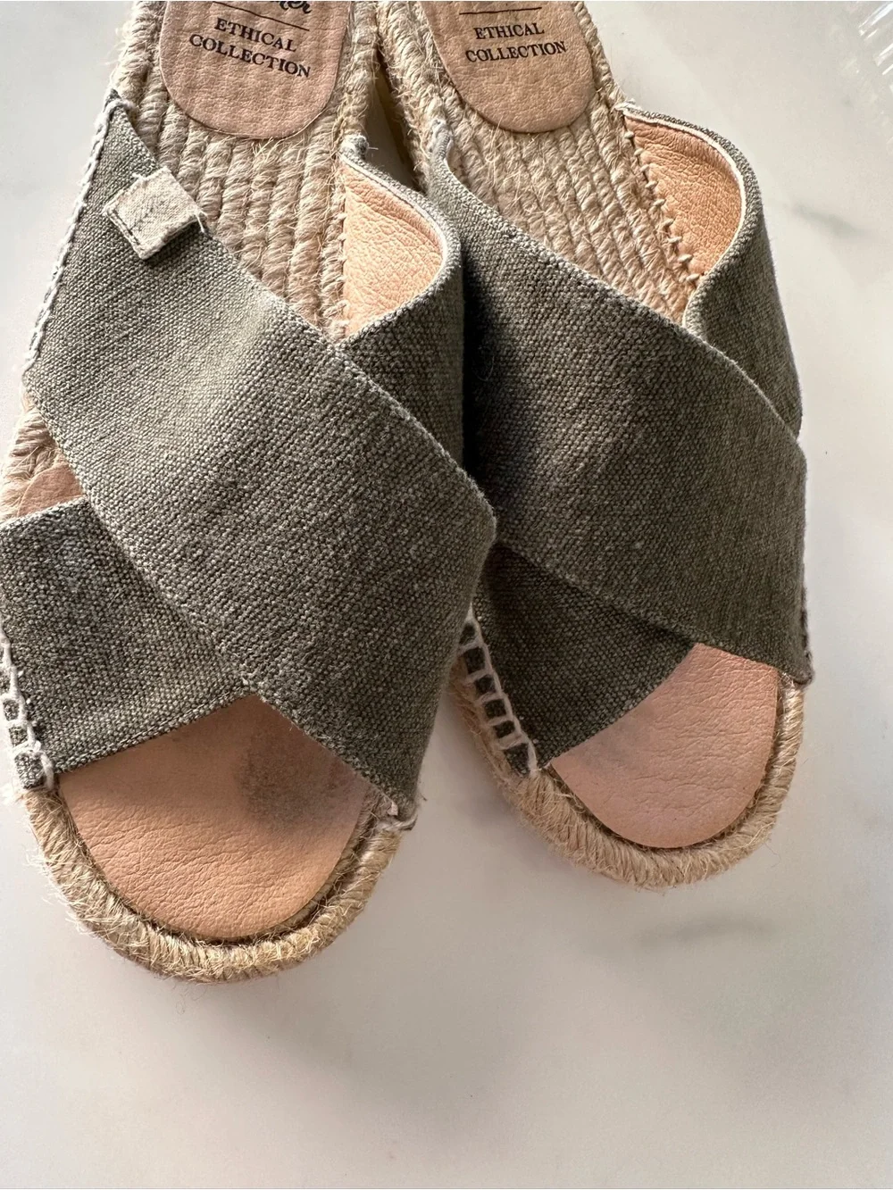 CASTAÑER ESPADRILLE SLIDES SANDALS GREEN SIZE 38
